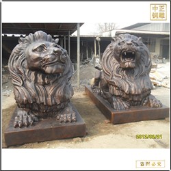 定制炯炯有神铜狮子雕塑